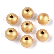 125 guldfarvede træperler, 12 mm. = 1,8 m.